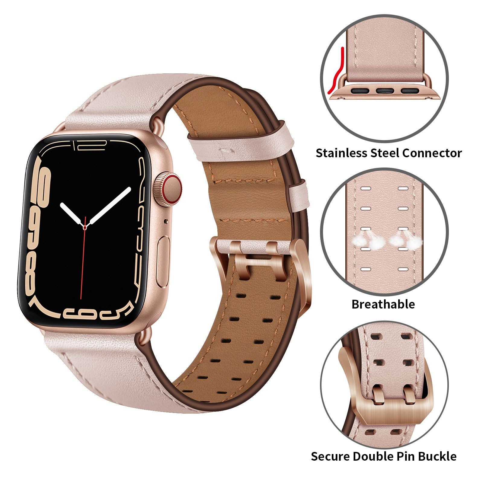 For Apple Watch Ultra 2 49mm Series 9 45mm SE (2023) 44mm Ultra 49mm Series 8 7 45mm Series 6 5 4 SE 44mm SE (2022) 44mm Series 3 2 1 42mm Genuine Leather Watch Band Quick Release Strap Replacement For Apple Watch Ultra 2 49mm Series 9 45mm SE (2023) 44mm Ultra 49mm Series 8 7 45mm Series 6 5 4 SE 44mm SE (2022) 44mm Series 3 2 1 42mm Genuine Leather Watch Band Quick Release Strap Replacement